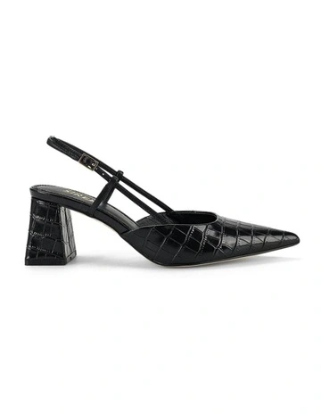Yasmine Slingback Heels in Black Croc Leather