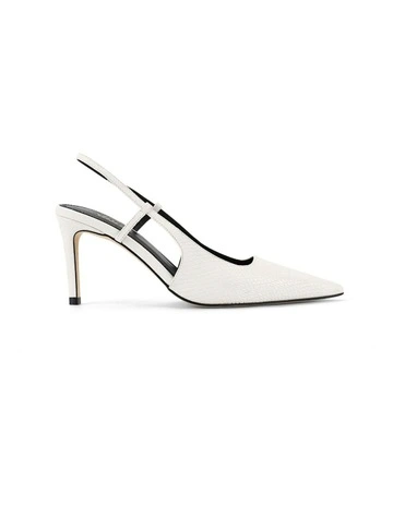 Zuko Snake Leather Slingback Heels in White