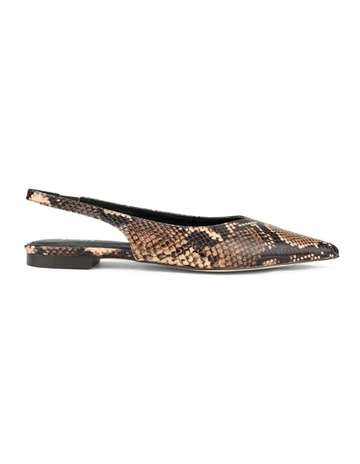 Lorie Slingback Flats in Brown Snake Leather