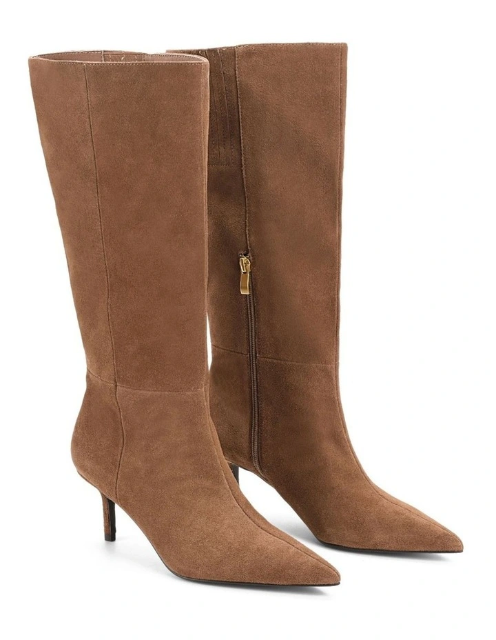 Yonita Long Boots in Tobacco Brown Suede image 2