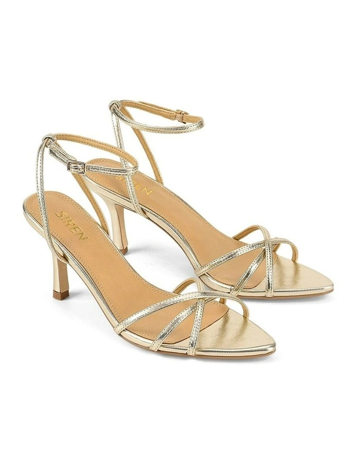 Madison Point Toe Strappy Heels in Gold image 2