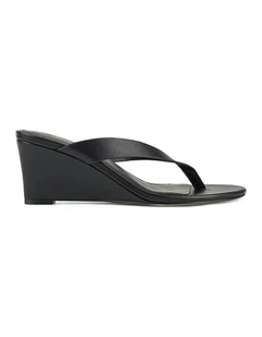 Charlize Thong Wedges Leather in Black