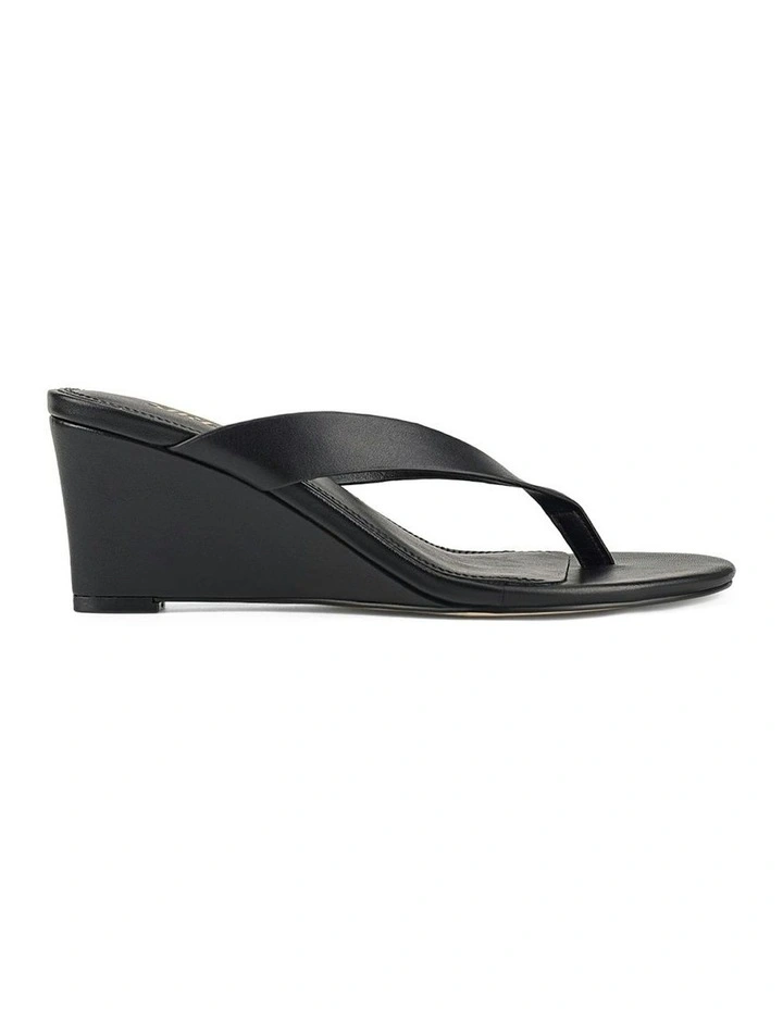 Charlize Thong Wedges Leather in Black image 1