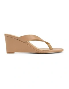Charlize Thong Wedges in Beige