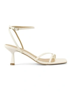 Saffron Strappy Heels in Chalk White Leather