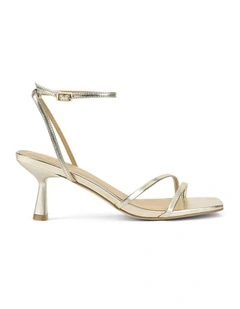 Saffron Strappy Heels in Gold Metallic Leather