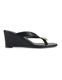Chloe Thong Wedges in Black Leather