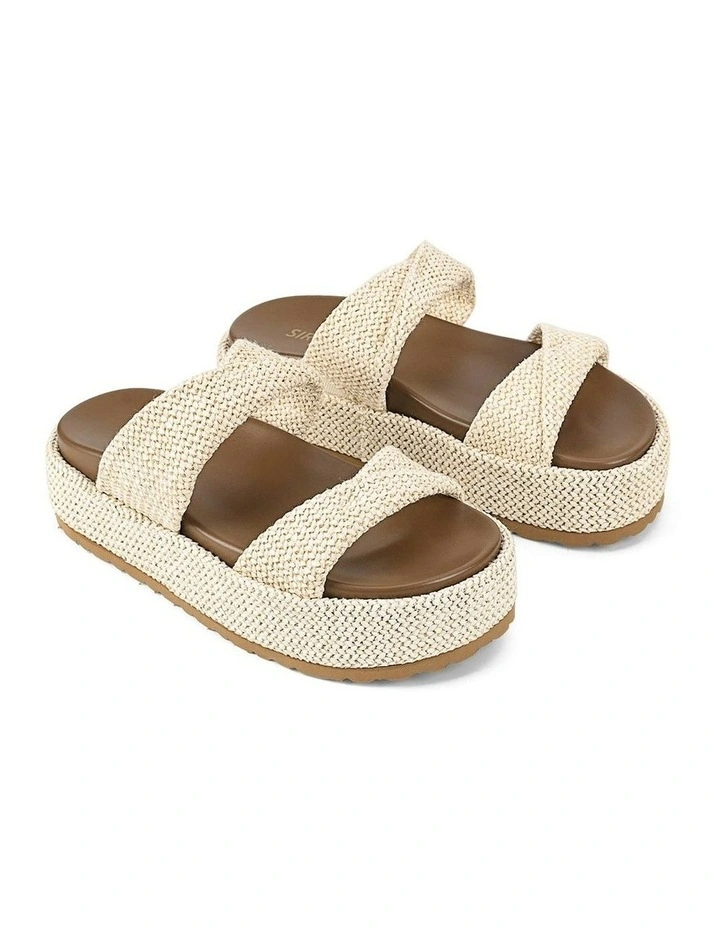 Apollo Flatform Sandals in Chalk White Weave image 2