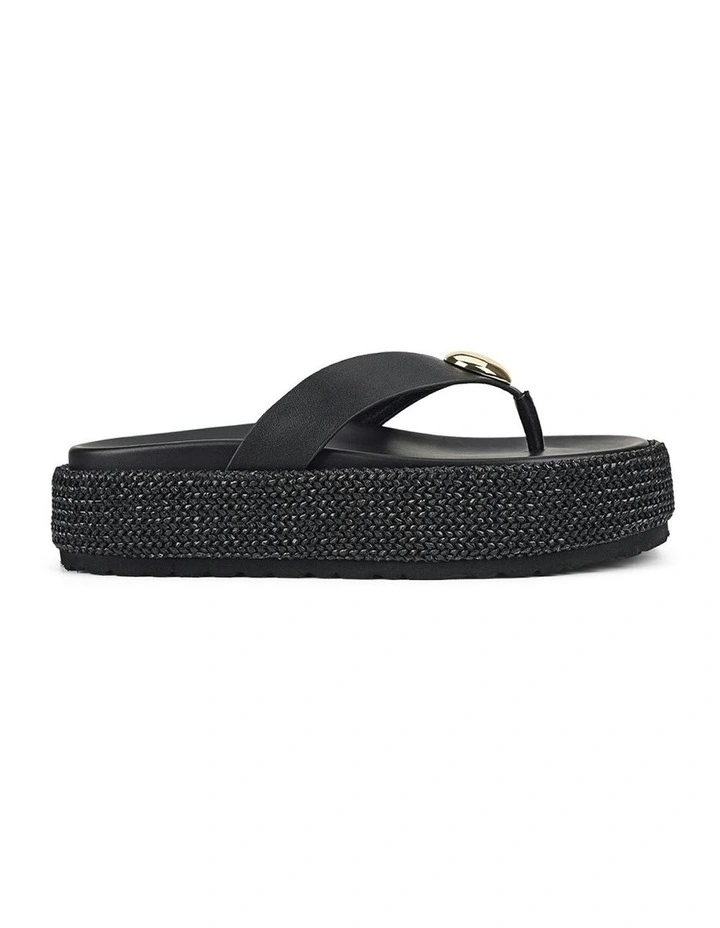 Apollonia Flatform Sandals in Black Weave/Black Leather image 1