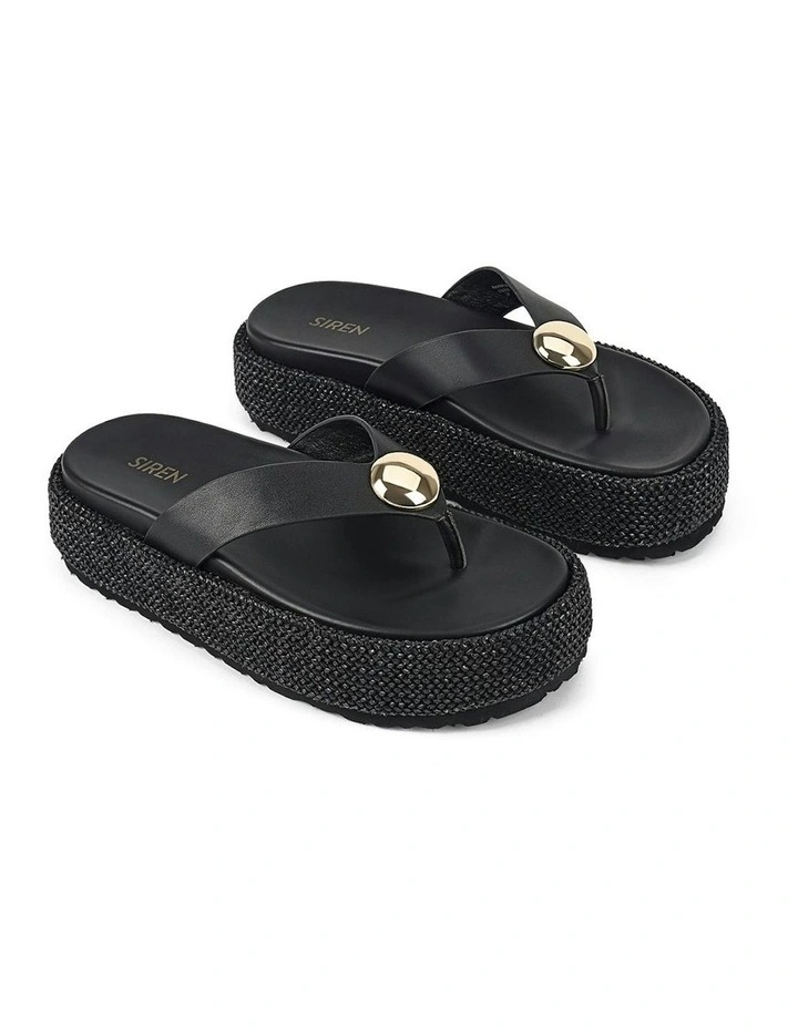Apollonia Flatform Sandals in Black Weave/Black Leather image 2