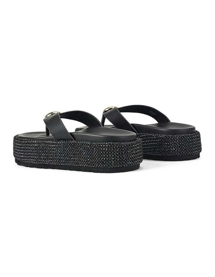Apollonia Flatform Sandals in Black Weave/Black Leather image 3
