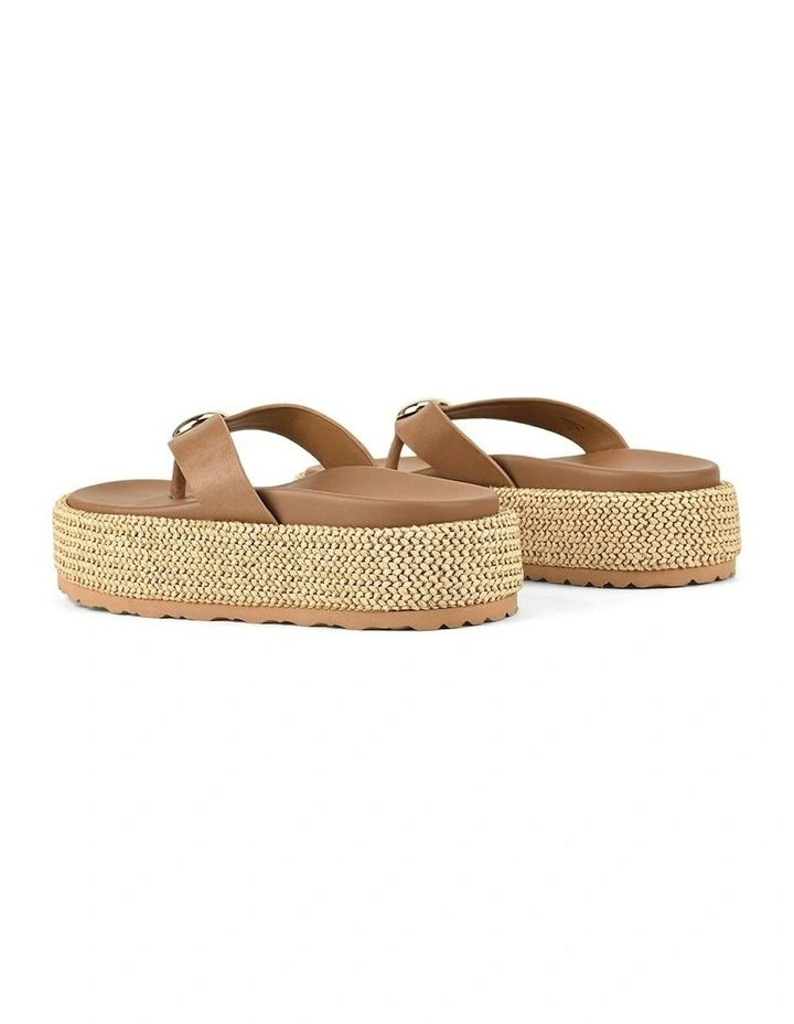 Apollonia Flatform Sandals in Natural Weave/Tan Leather image 3