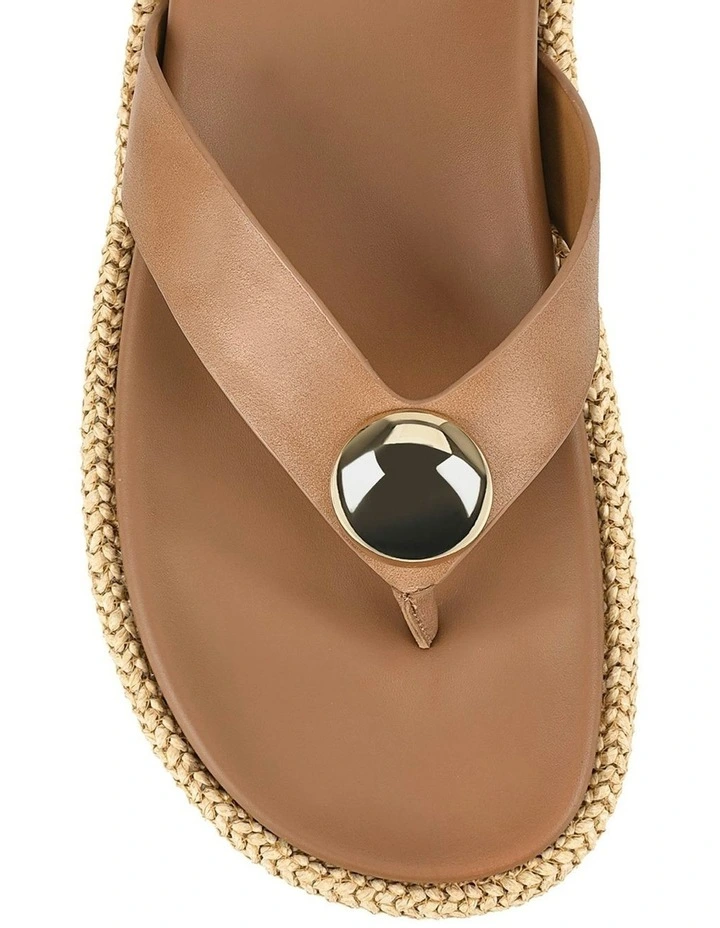 Apollonia Flatform Sandals in Natural Weave/Tan Leather image 4