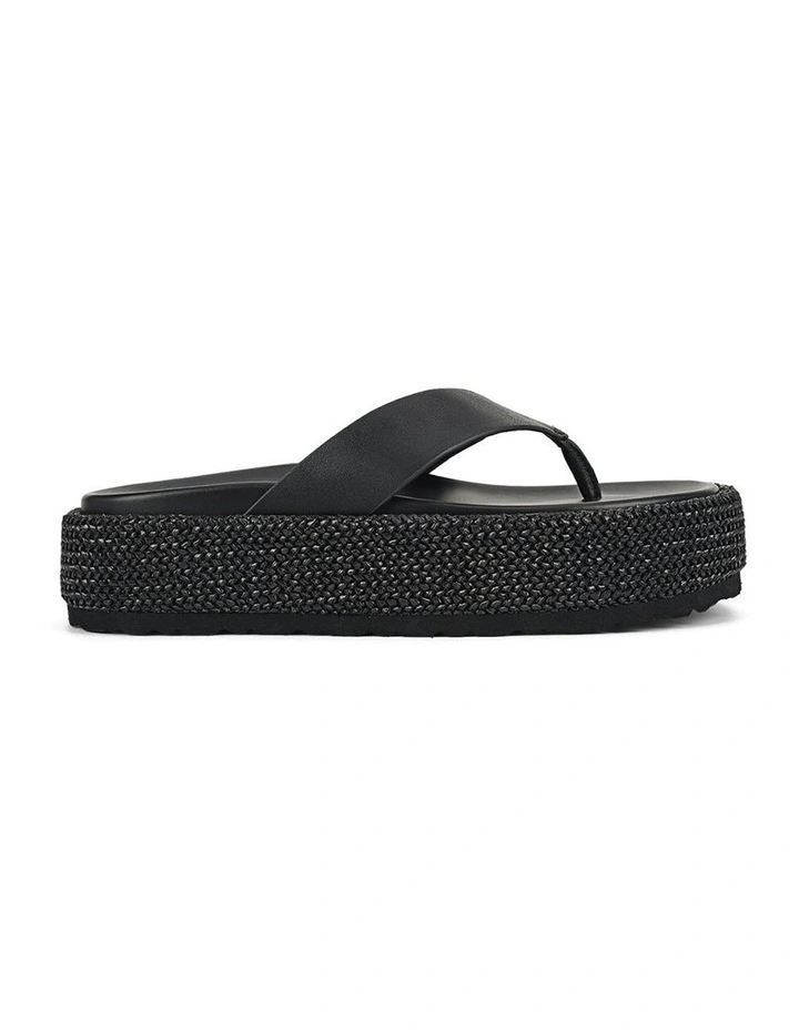 Apple Flatform Sandals in Black Weave/Black Leather image 1