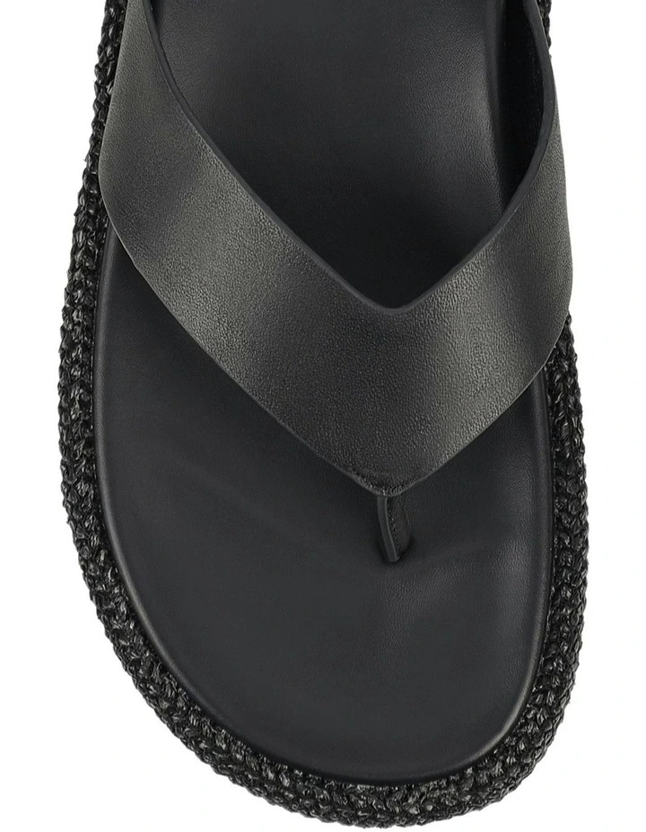 Apple Flatform Sandals in Black Weave/Black Leather image 4