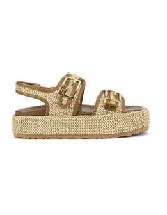Apricot Flatform Sandals in Natural Weave/Tan