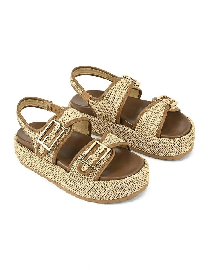 Apricot Flatform Sandals in Natural Weave/Tan image 2