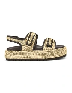 Apricot Flatform Sandals in Natural Weave/Chocolate Brown