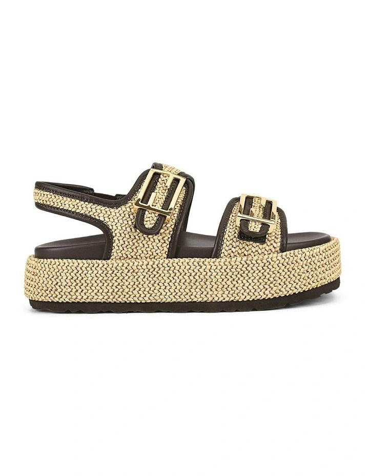 Apricot Flatform Sandals in Natural Weave/Chocolate Brown image 1