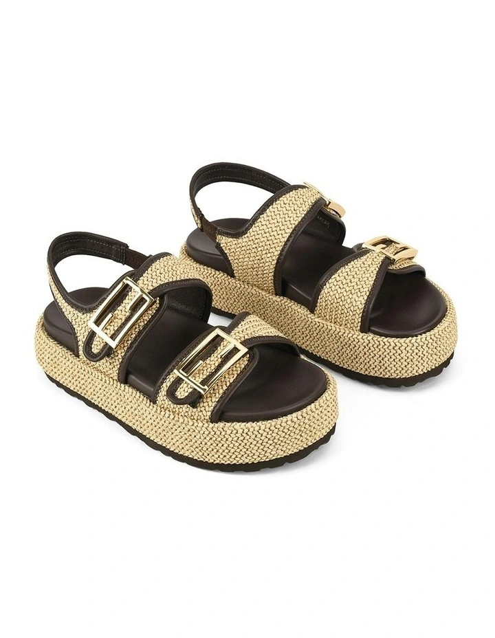 Apricot Flatform Sandals in Natural Weave/Chocolate Brown image 2