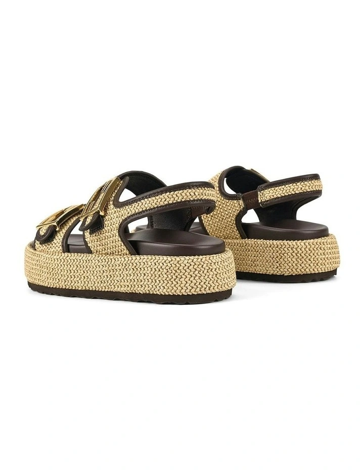 Apricot Flatform Sandals in Natural Weave/Chocolate Brown image 3