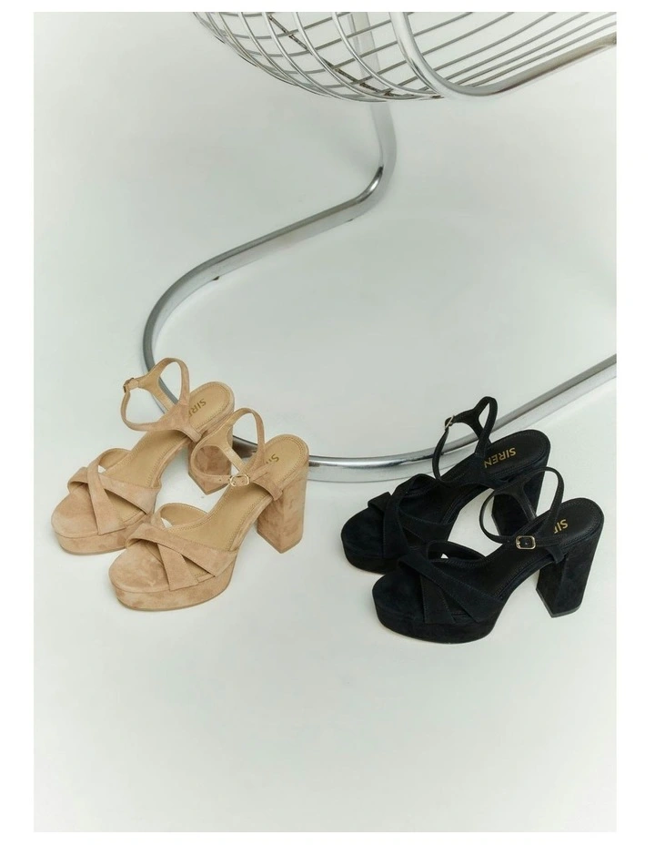 Hannah Platform Sandals in Camel Tan Suede image 3
