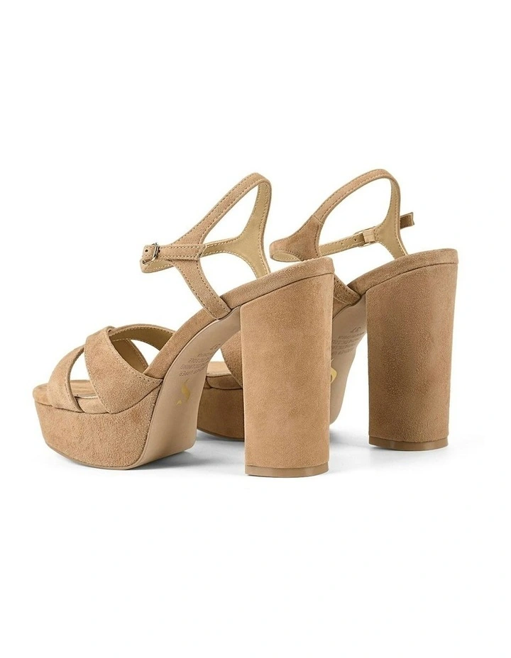 Hannah Platform Sandals in Camel Tan Suede image 6