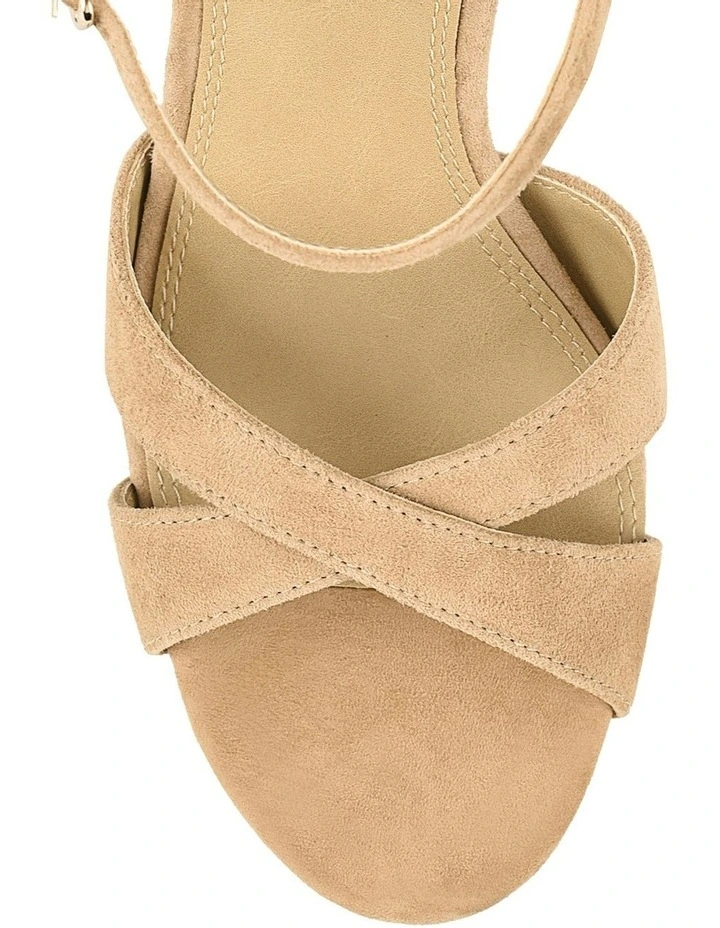 Hannah Platform Sandals in Camel Tan Suede image 7