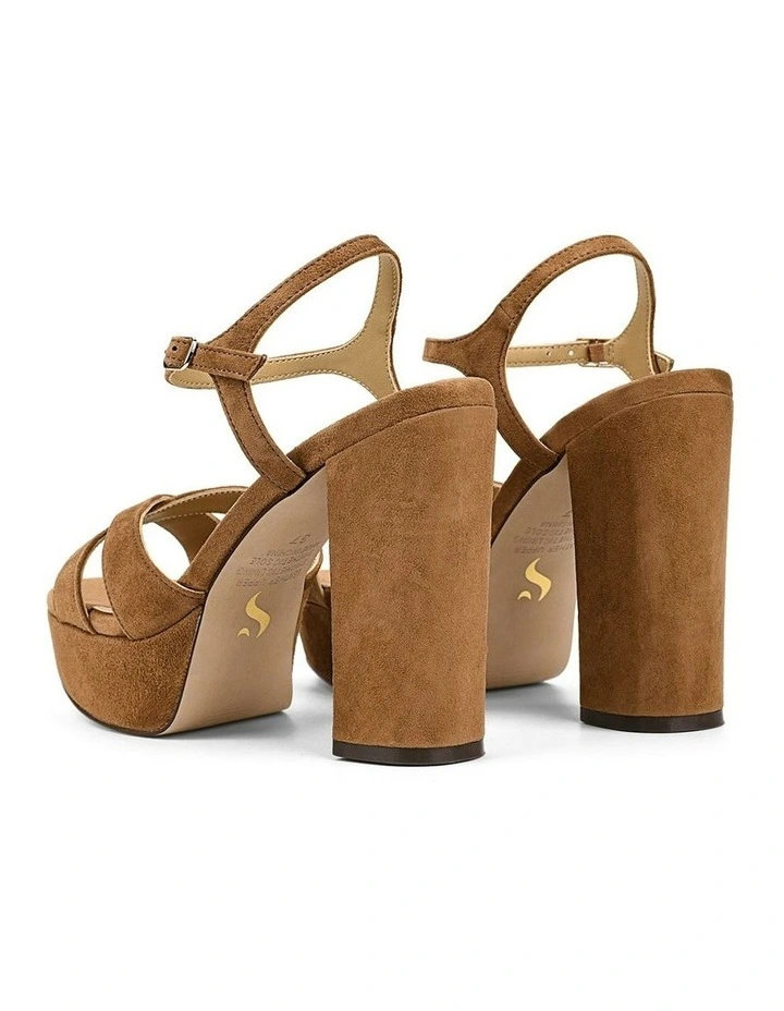Hannah Platform Sandals in Tobacco Brown Suede image 3