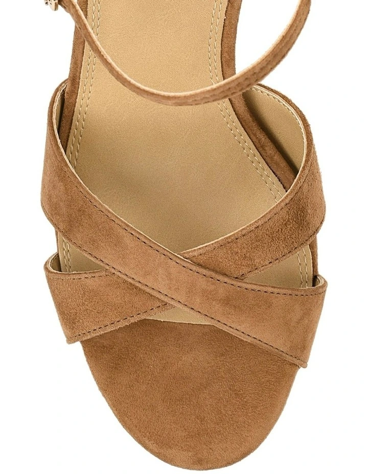 Hannah Platform Sandals in Tobacco Brown Suede image 4