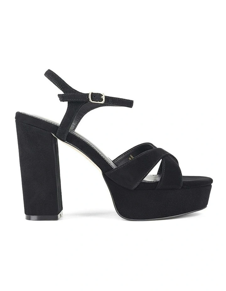 Hannah Platform Sandals in Black Suede image 1