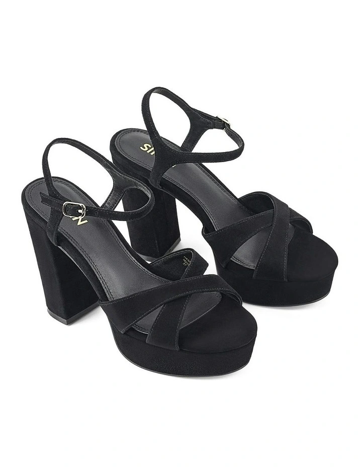 Hannah Platform Sandals in Black Suede image 2