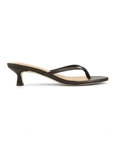 Xabi Kitten Heel Thongs in Chocolate Brown