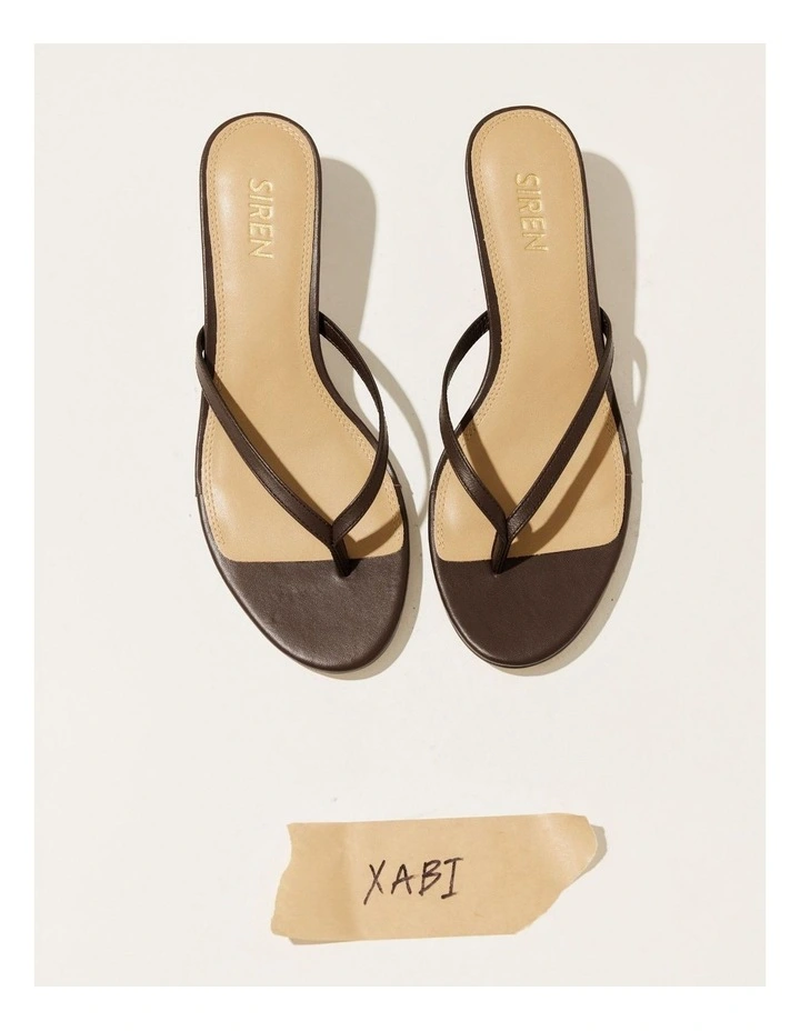 Xabi Kitten Heel Thongs in Chocolate Brown image 2