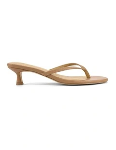 Xabi Kitten Heel Thongs in Tan