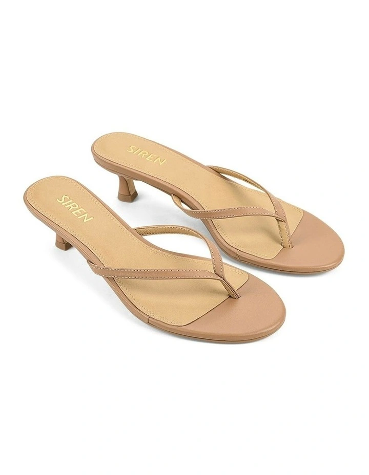 Xabi Kitten Heel Thongs in Tan image 2