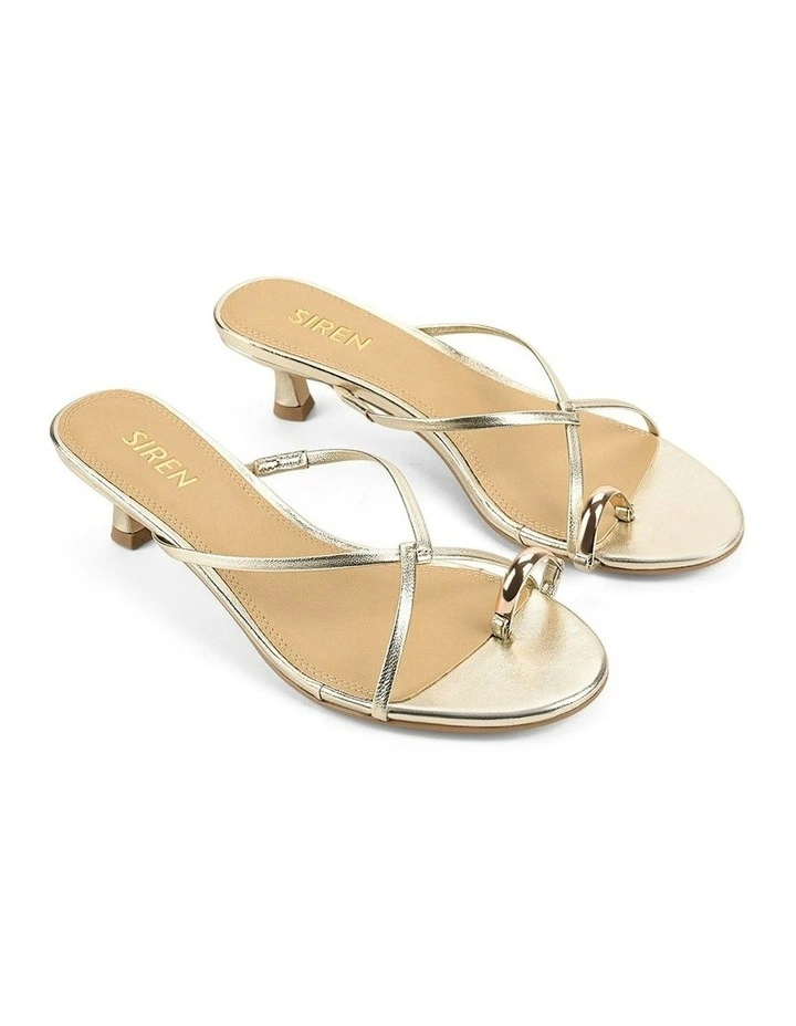 Xane Kitten Heel Thongs in Gold Metallic image 2