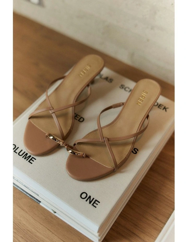 Xane Kitten Heel Thongs in Tan image 5