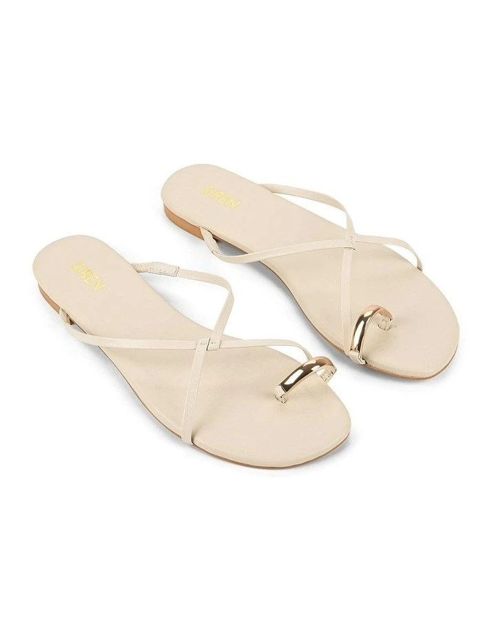 Mikki Flat Strappy Sandals in Bone image 2