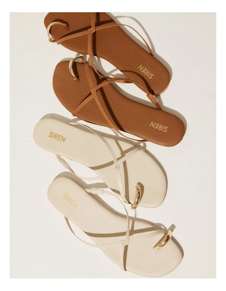 Mikki Flat Strappy Sandals in Bone image 4