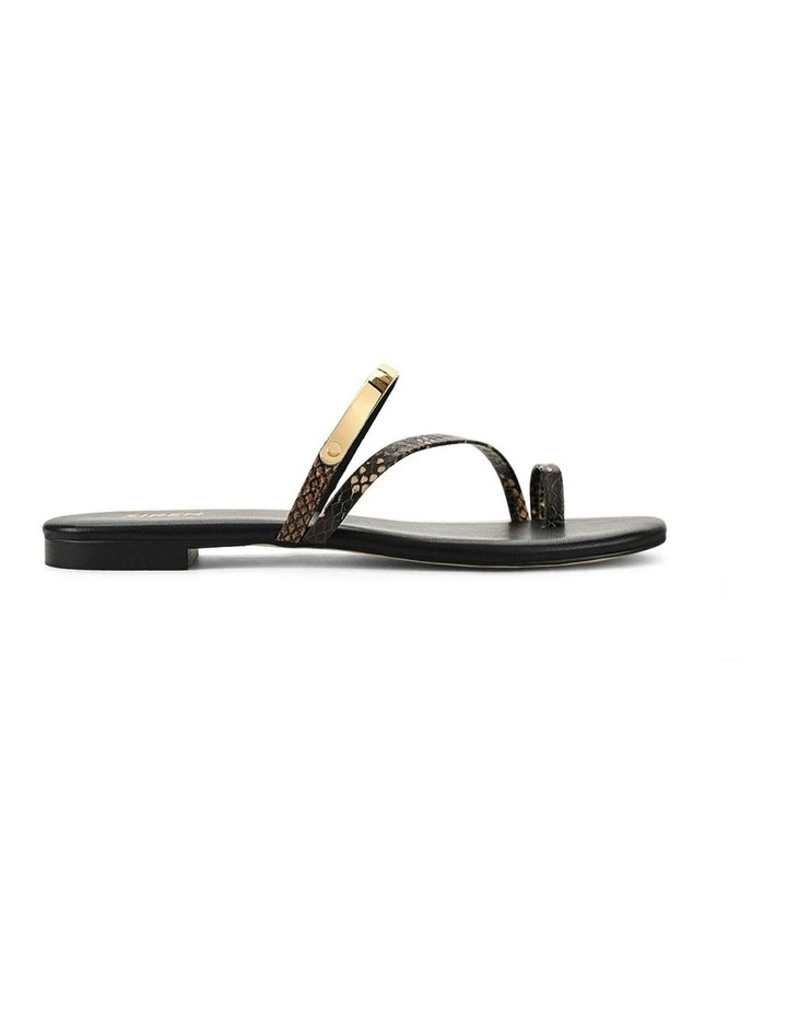 Miles Strappy Flat Sandals in Brown Snake image 1