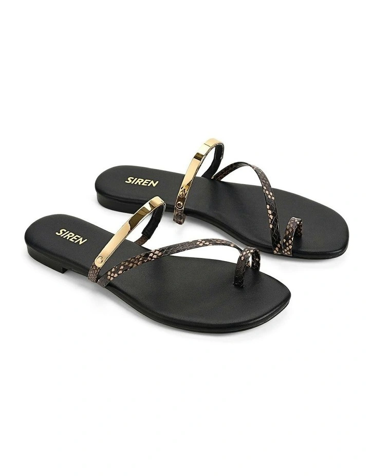 Miles Strappy Flat Sandals in Brown Snake image 2