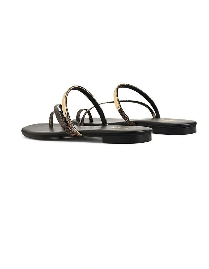 Miles Strappy Flat Sandals in Brown Snake image 3