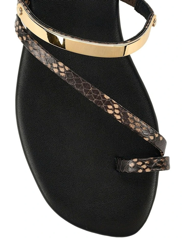 Miles Strappy Flat Sandals in Brown Snake image 4