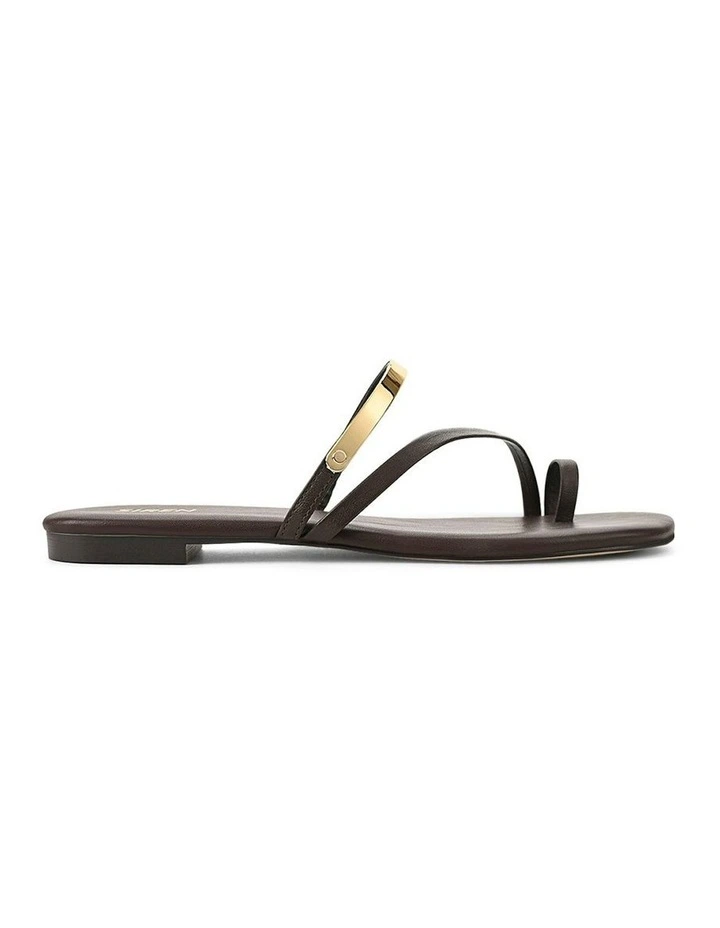 Miles Strappy Flat Sandals in Chocolate Brown image 1