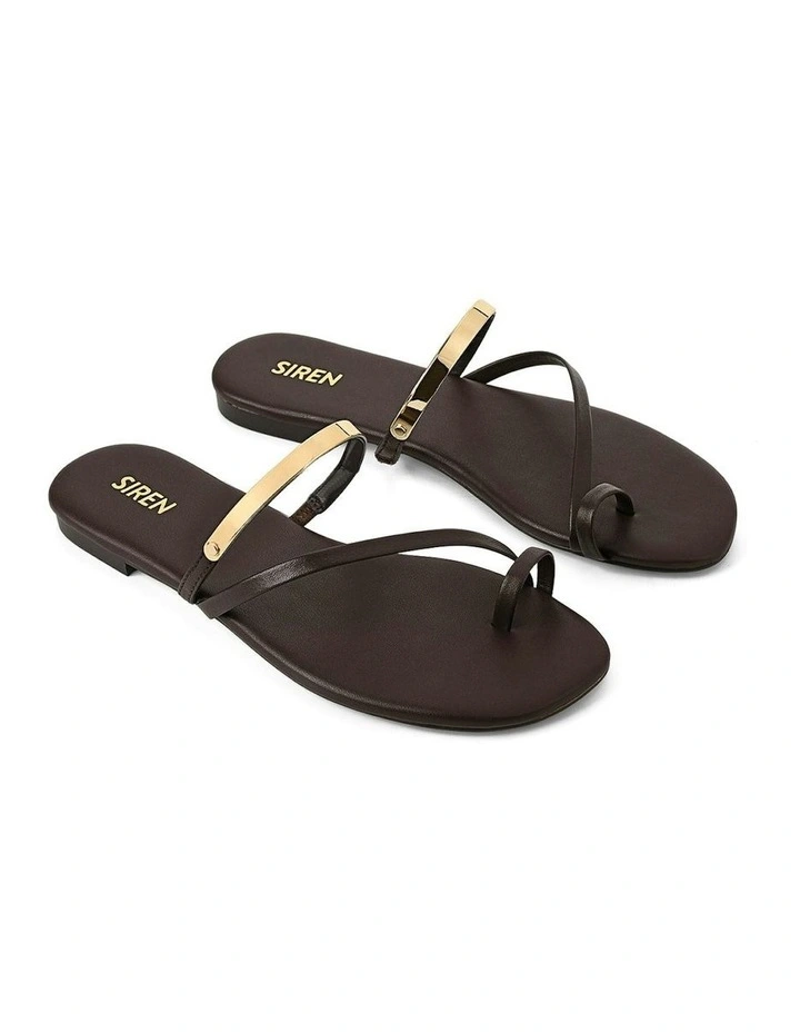 Miles Strappy Flat Sandals in Chocolate Brown image 2