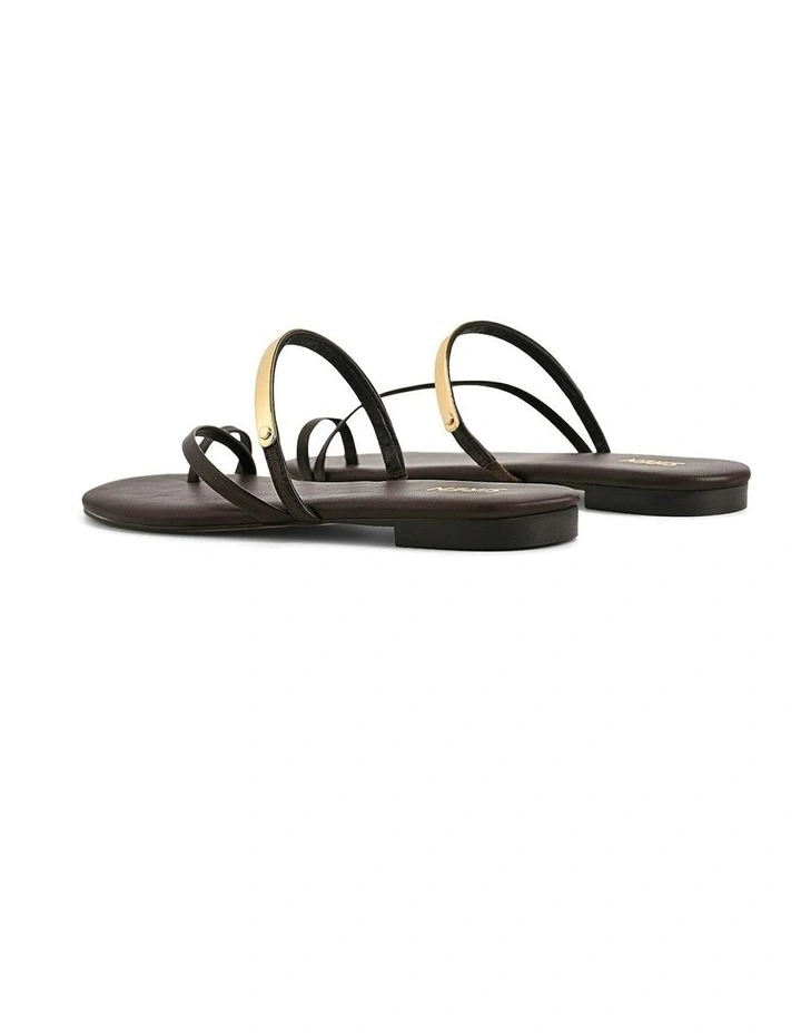 Miles Strappy Flat Sandals in Chocolate Brown image 3
