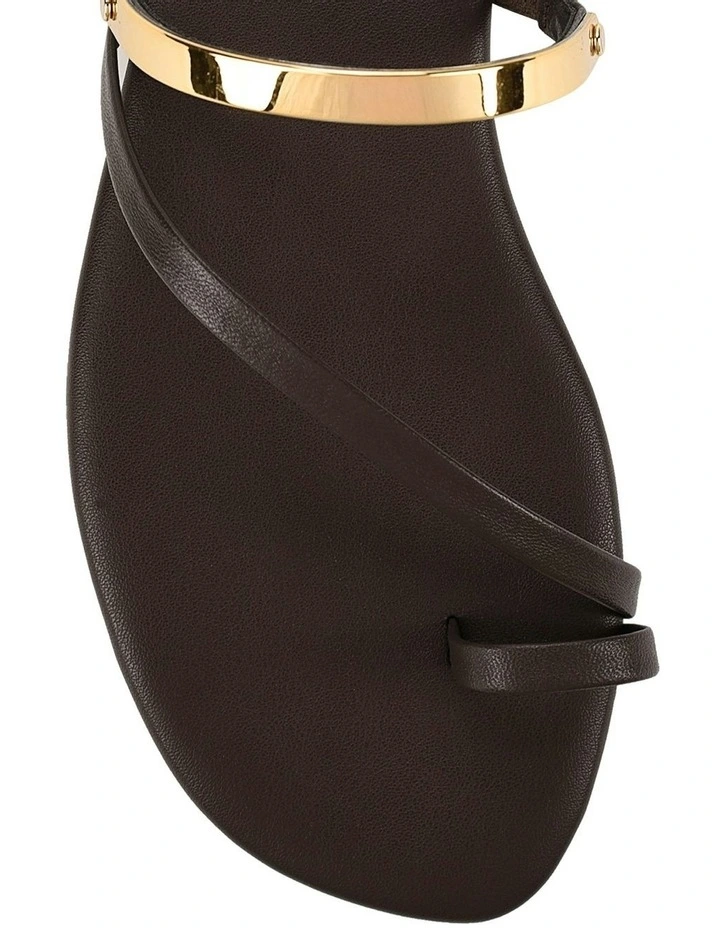 Miles Strappy Flat Sandals in Chocolate Brown image 4