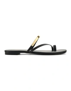 Miles Strappy Flat Sandals in Black