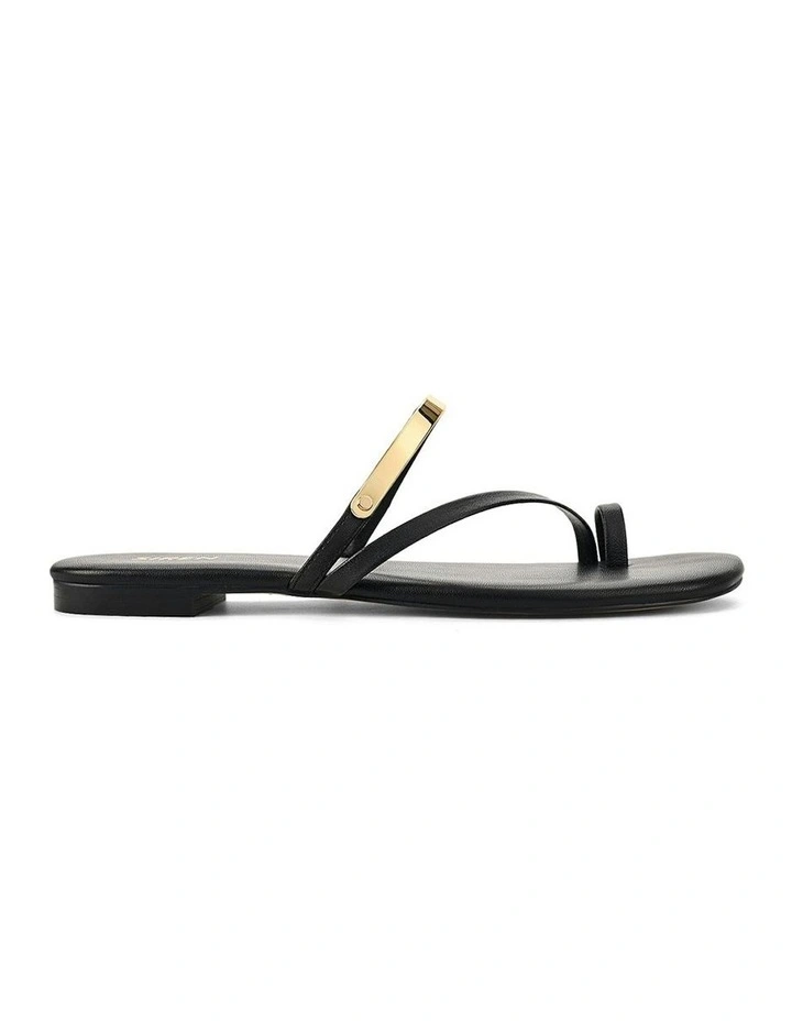 Miles Strappy Flat Sandals in Black image 1